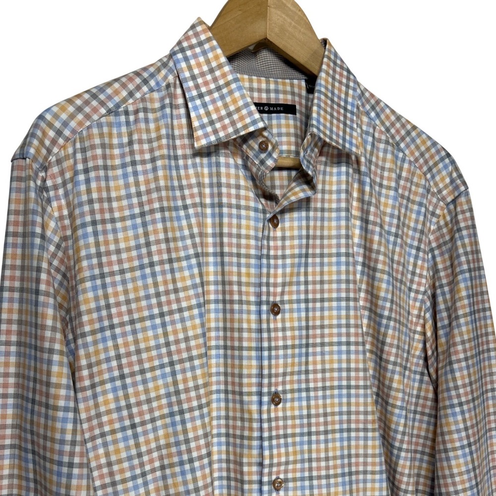 Hammer Made‎ Mens Long Sleeve Button Down Shirt Multi Color Check Size 42 16.5